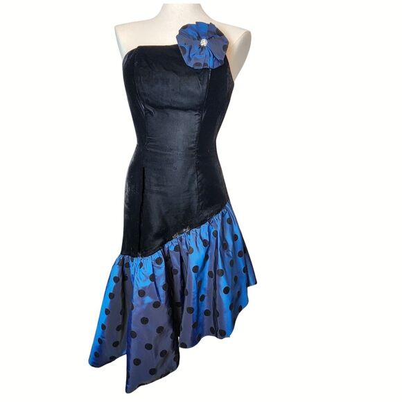 Roberta Dresses & Skirts - Vtg 80s ROBERTA USA Women’s S 4 Jrs 5/6 Polka Dot Velvet Taffeta Dress